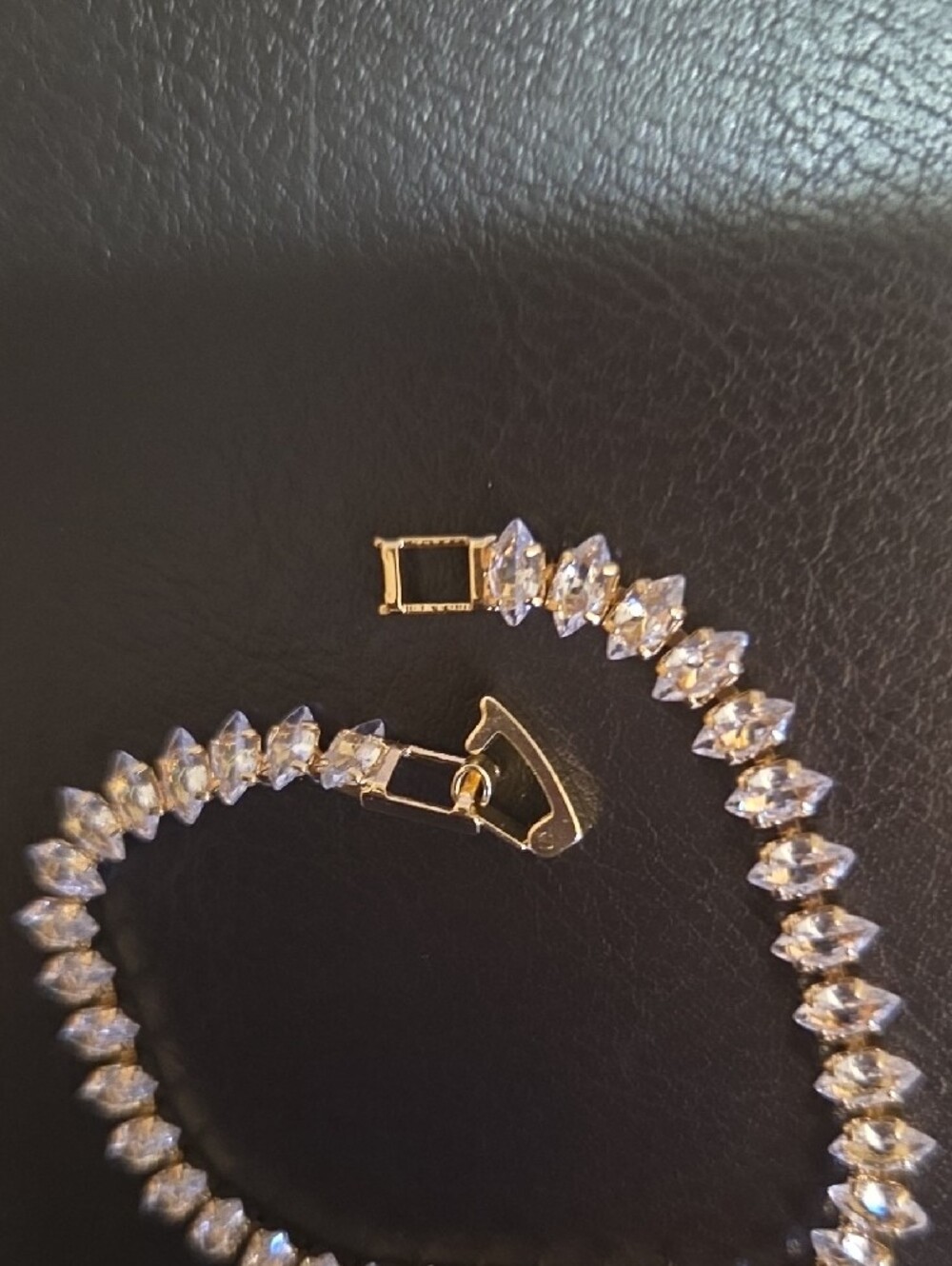 Gold Crystal Tennis Bracelet - Women's Jewelry - Picture 5 of 6